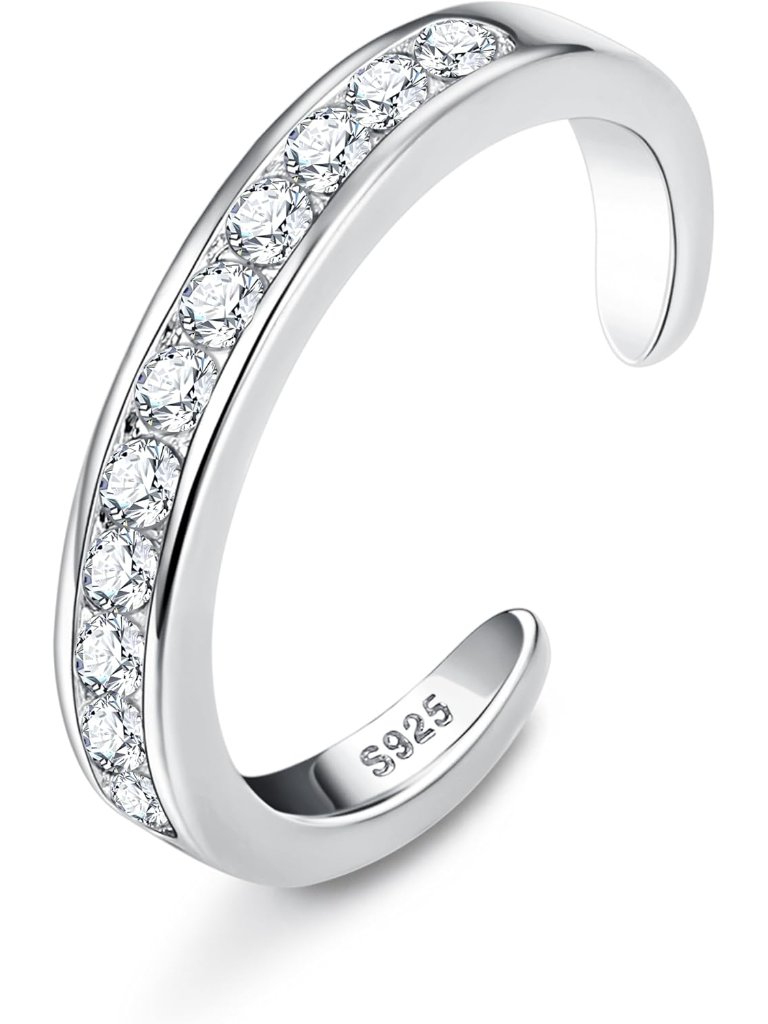 925 Sterling Silver Toe Rings For Women 18k White Gold Plated Arrow Heart Infini